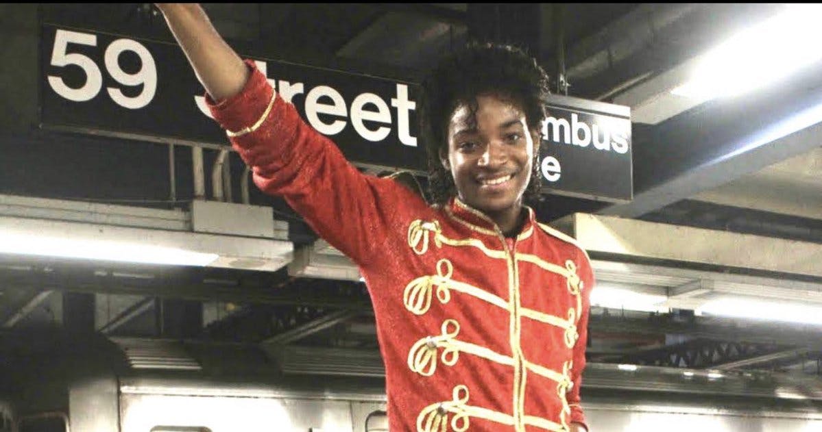 A photo of Jordan Neely dressed up as Michael Jackson, taken in the 59th Street Subway station in 2011.